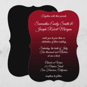 Convite Casamento com Caligrafia Elegante de Ombre Vermelh