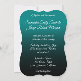 Convite Casamento com Caligrafia Elegante de Teal e Black