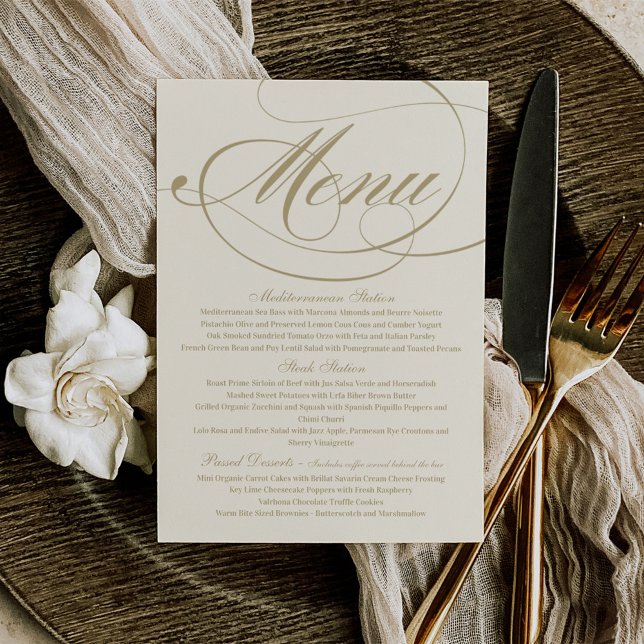 Convite Casamento com Caligrafia Elegante em Marfim e Dour (Criador carregado)