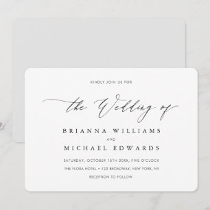 Convite Casamento com Caligrafia Elegante Simples