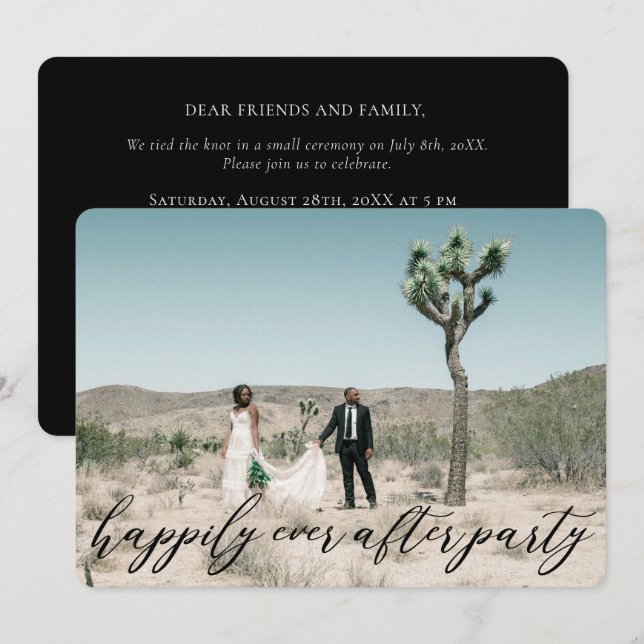 Convite Casamento com Caligrafia Moderna e Elegante para F (Frente/Verso)