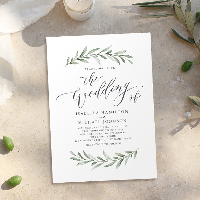Convite Casamento com caligrafia rústica (Simple calligraphy rustic greenery wedding invitation)