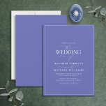 Convite Casamento com Calliografia Periwinkle Modern<br><div class="desc">Trendy, elegante e moderno, este simples e minimalista design de casamento de tipografia branca e travesseiro apresenta 'O Casamento de' em caligrafia moderna e texto Serif como a principal reportagem de design, e é baseado no nosso convite de chá de panela mais vendido. A parte traseira da placa apresenta uma...</div>
