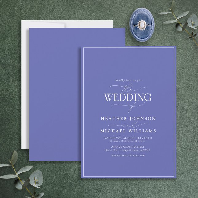 Convite Casamento com Calliografia Periwinkle Modern (Criador carregado)