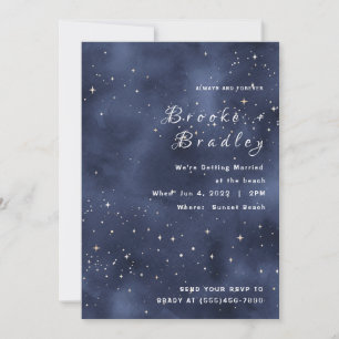 Convite Casamento com Campo de Estrelas Azul Escuro