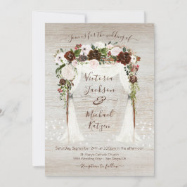 Convite Casamento com Canopia de Madeira com Rústica Flora