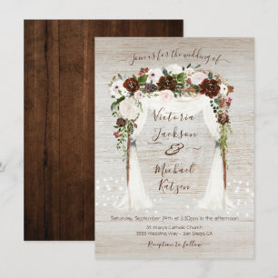 Convite Casamento com Canopia de Madeira com Rústica Flora