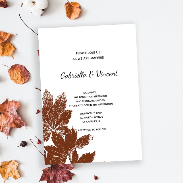 Convite Casamento com Carimbo de Folha Castanha (Fall in Love with this natural woodland wedding invitation.)