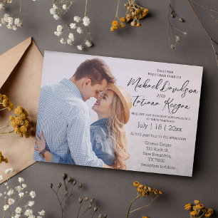 Convite casamento com casal de fotos elegante
