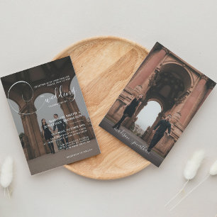 Convite Casamento com Cinza de Script de Caligrafia Elegan