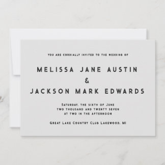 Convite Casamento com Cinzas de Pedra do Minimalismo em Pe