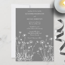 Convite Casamento com Cinzas e flor branca