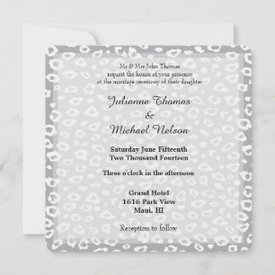 Convite Casamento com cinzas e Leopardo Branco