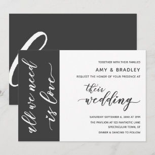 Convite Casamento com Cinzas Escuras e Script Moderno Bran