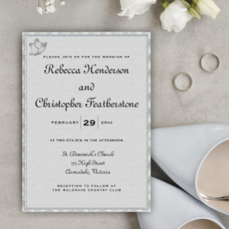 Convite Casamento com Cinzas Pálidas e Silver