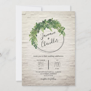 Convite Casamento com Círculo de Brick Verde Branco