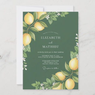 Convite Casamento com Citrino Eucalipto Amarelo Oliva