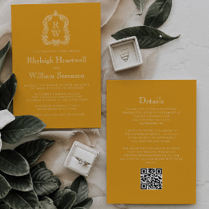 Convite Casamento com Código QR Amarelo Marigold Marigold