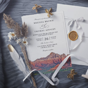 Convite Casamento com Código QR Boho de Destino de SEDONA