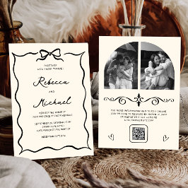 Convite Casamento com Código QR de Arco Desenhado à Mão Pr