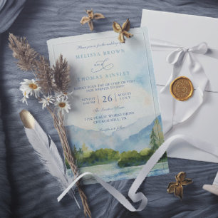 Convite Casamento com Código QR de Árvore de Pinheiro em A
