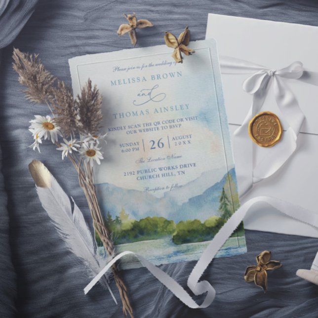 Convite Casamento com Código QR de Árvore de Pinheiro em A (Criador carregado)