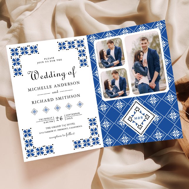 Convite Casamento com Código QR de Bordado Ucraniano Preto (Criador carregado)