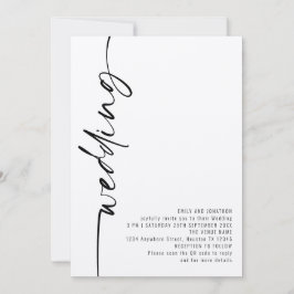 Convite Casamento com Código QR de Caligrafia Moderna