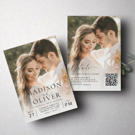 Convite Casamento com Código QR de Foto Clássico 2 Moderno