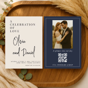 Convite Casamento com Código QR de Foto com Letra Moderna 