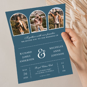 Convite Casamento com código QR de foto de arco minimalist