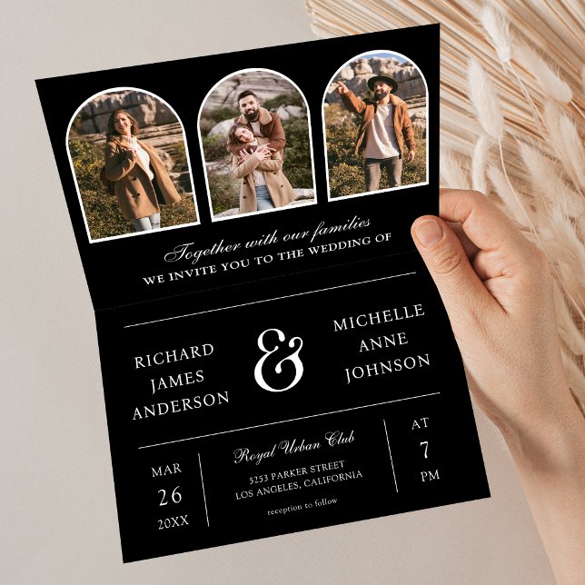 Convite Casamento com código QR de foto de arquivo minimal (Criador carregado)