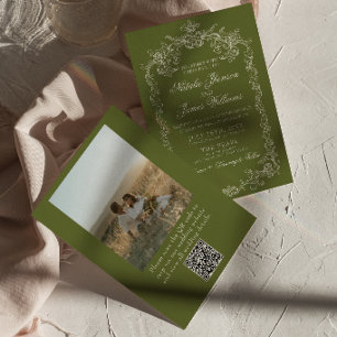 Convite Casamento com Código QR de Foto de Dinheiro em Ver