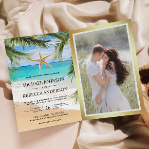 Convite Casamento com Código QR de Foto de Estrela do Mar 