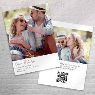 Convite Casamento com Código QR de Foto de Script Minimali