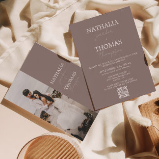 Convite Casamento com Código QR de Foto do Script de Tipog