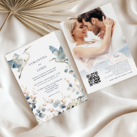 Casamento com Código QR de Foto Herons Azuis Elega