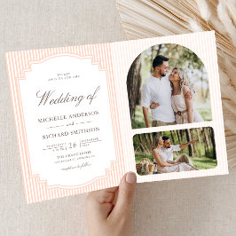 Convite Casamento com Código QR de Foto Listrada em Pastel