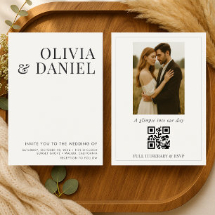 Convite Casamento com Código QR de Foto Minimalista Bege M