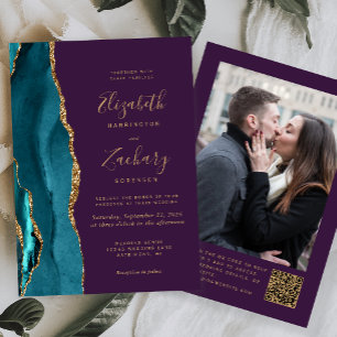 Convite Casamento com Código QR de Foto Roxo de Agato Dour