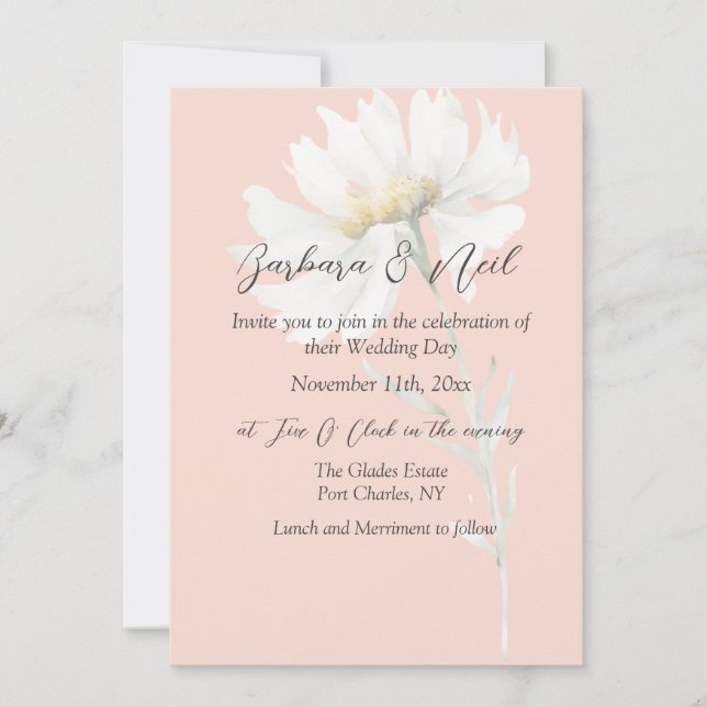 Convite Casamento com Código QR de Margarida Branca de Fot (Frente)