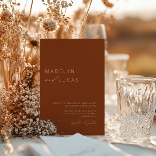 Convite Casamento com Código QR de Terracotta Moderno Mini