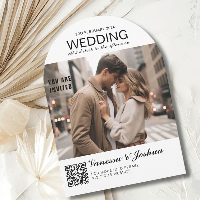 Convite Casamento com Código QR do Cobrir de Foto Magazin (Photo Cover Magazin QR Code Arch Wedding Invitation)