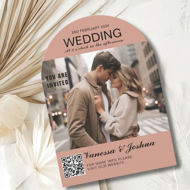 Convite Casamento com Código QR do Cobrir de Foto Magazin (Photo Cover Magazin QR Code Arch Wedding Invitation)