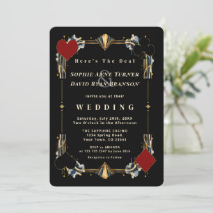Convite Casamento com código QR dourado de noite de cassin
