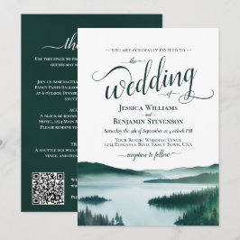 Convite Casamento com Código QR Elegante em Lago de Montan