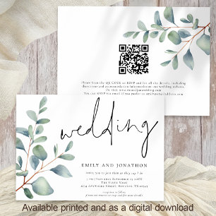 Convite Casamento com Código QR Eucalyptus de Script Moder