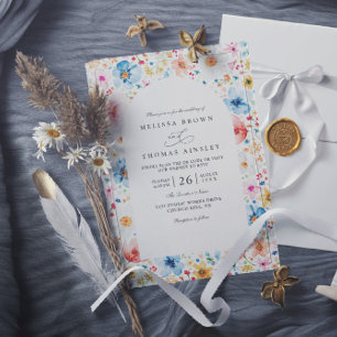 Convite Casamento com Código QR Floral de Jardim de Flores