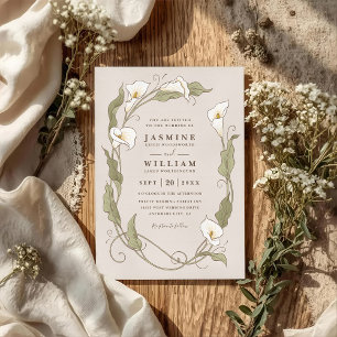 Convite Casamento com Código QR Floral Moderno Elegante Vi