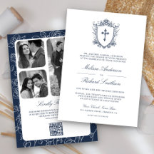 Casamento com Código QR Marinho Azul Católico Vito